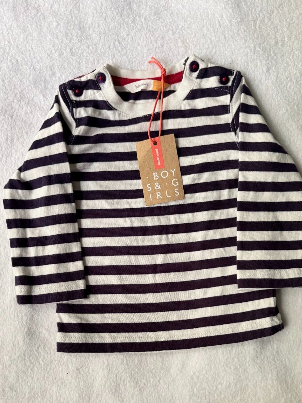 John Lewis Striped Organic Cotton Long Sleeve Top 0-3 Months